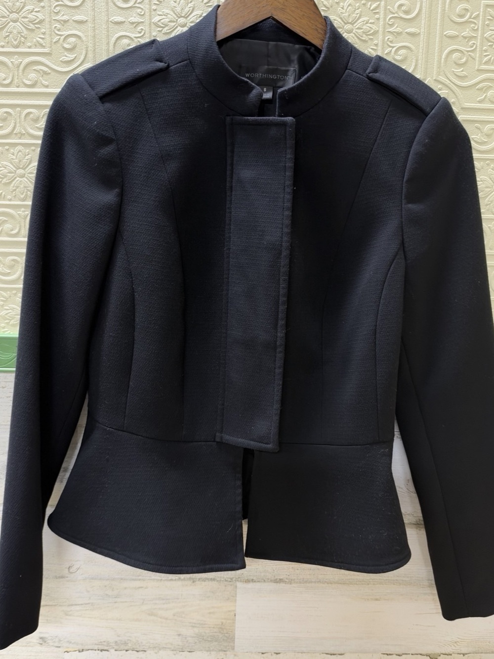 Worthington Women'Small Black Peplum Jacket Size Small Like New
